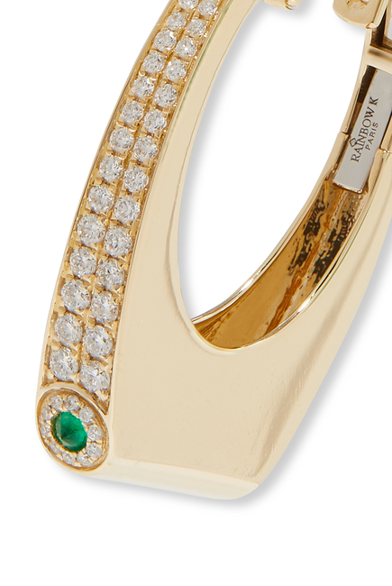 Grace Single Earring, 14K Yellow Gold with Diamonds & Emerald